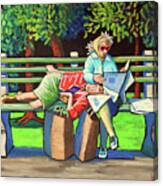 Two Ladies On Bench Canvas Print