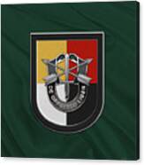 U. S.  Army 3rd Special Forces Group - 3  S F G  Beret Flash Over Green Beret Felt Canvas Print