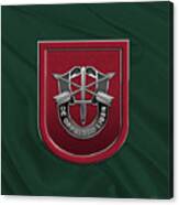U. S.  Army 7th Special Forces Group - 7 S F G  Beret Flash Over Green Beret Felt Canvas Print