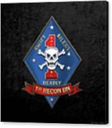 U S M C  1st Reconnaissance Battalion -  1st Recon Bn Insignia Over Black Velvet Canvas Print