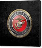 U. S.  Marine Corps  - U S M C  Emblem Over Black Velvet Canvas Print