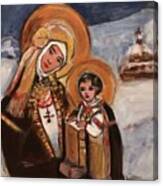 Ukrainian Winter Madonna And Child Canvas Print