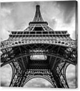Under The Eiffel Tower, Black And White Canvas Print