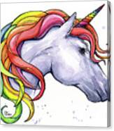 Unicorn With Rainbow Mane Canvas Print