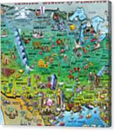 United States Of America Fun Map Canvas Print