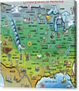 Usa Cartoon Map Canvas Print