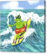 Vacation Surfing Frog Canvas Print