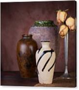 Vase And Roses Still Life Canvas Print