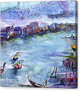 Venice Festivities Travel Italy Watercolor And Ink Canvas Print