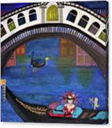 Venice Gondola By Night Canvas Print
