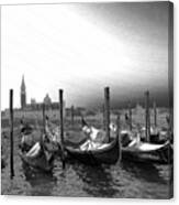 Venice Gondolas Black And White Canvas Print