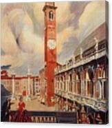 Vicenza, Italia - Campanile In The Piazza Dei Signori - Retro Travel Poster - Vintage Poster Canvas Print