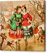Victorian Ice Skaters Canvas Print