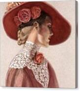 Victorian Lady In A Rose Hat Canvas Print