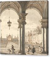 View Through A Baroque Colonnade Into A Garden Canvas Print