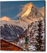 Village Of Zermatt With Matterhorn Canvas Print