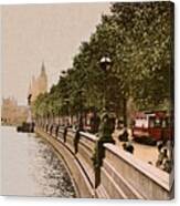 Vintage 1890s The Embankment River Thames London Canvas Print