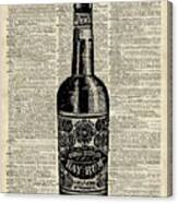 Vintage Bottle Of Rum Over Antique Book Page Canvas Print