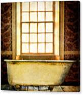 Vintage Clawfoot Bathtub By Window Canvas Print