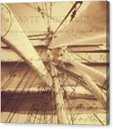 Vintage Nautical Sailing Typography In Sepia Canvas Print