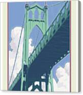 Vintage St. Johns Bridge Travel Poster Canvas Print