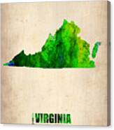 Virginia Watercolor Map Canvas Print