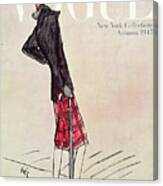 Vogue Cover Featuring A Woman In A Plaid Skirt Canvas Print