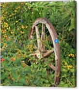 Wagon Wheel On Flowering Bridge Canvas Print