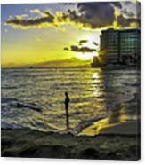 Waikiki Beach At Sunset Canvas Print