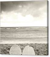 Waikiki Surfboards - Sepia Canvas Print