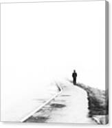 Walker And The Fog Canvas Print