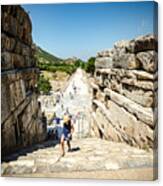Walking Up The Stairs In Ephesus Canvas Print