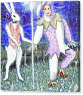 Wand With Magician And Jester Canvas Print