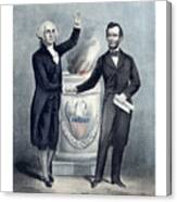 Washington And Lincoln Shaking Hands Canvas Print
