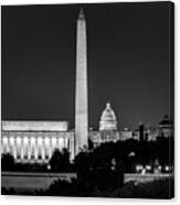 Washington Dc Skyline At Night Canvas Print