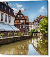 Water Canal In Strasbourg, France Canvas Print