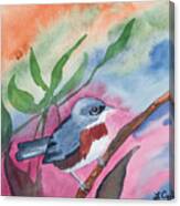 Watercolor - Bird With Colorful Background Canvas Print