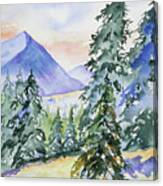 Watercolor - Colorado Winter Mountain Sunrise Canvas Print