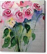 Watercolor Pink Roses Canvas Print