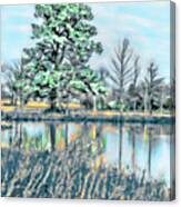 Watercolor Pond Scenery Canvas Print