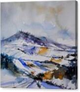 Watercolor Winter In Nassogne Canvas Print
