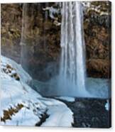 Waterfall Seljalandsfoss Iceland In Winter Canvas Print