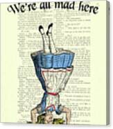 We're All Mad Here Alice In Wonderland Dictionary Art Print Canvas Print
