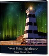 West Point Lighthouse Night Scene Canvas Print
