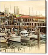 Wharf Boats Near End Of Day Canvas Print