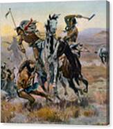 When Sioux And Blackfeet Met, Battle Canvas Print
