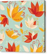 Whimsical Floral Pattern Of Abstract Lilies Canvas Print