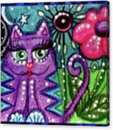 Whimsical Purple Kitty Cat Canvas Print