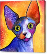 Whimsical Sphynx Cat Painting Canvas Print