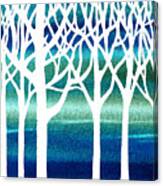 White And Teal Forest Canvas Print
